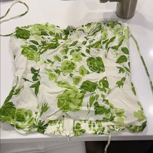 Reformation Green Floral Tank Top